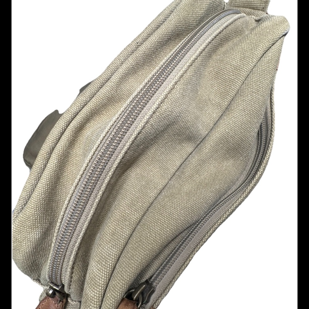 LL BEAN Vintage 90’s Canvas Leather Trim Crossbody Bag - Picture 4 of 14